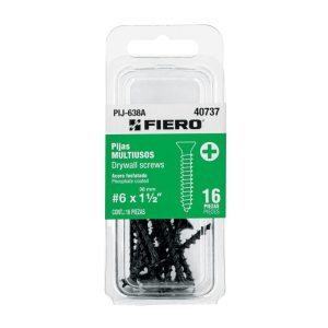 Blíster con 16 tornillos multiusos Fiero #6 x 1-1/2“ Mod. PIJ-638A